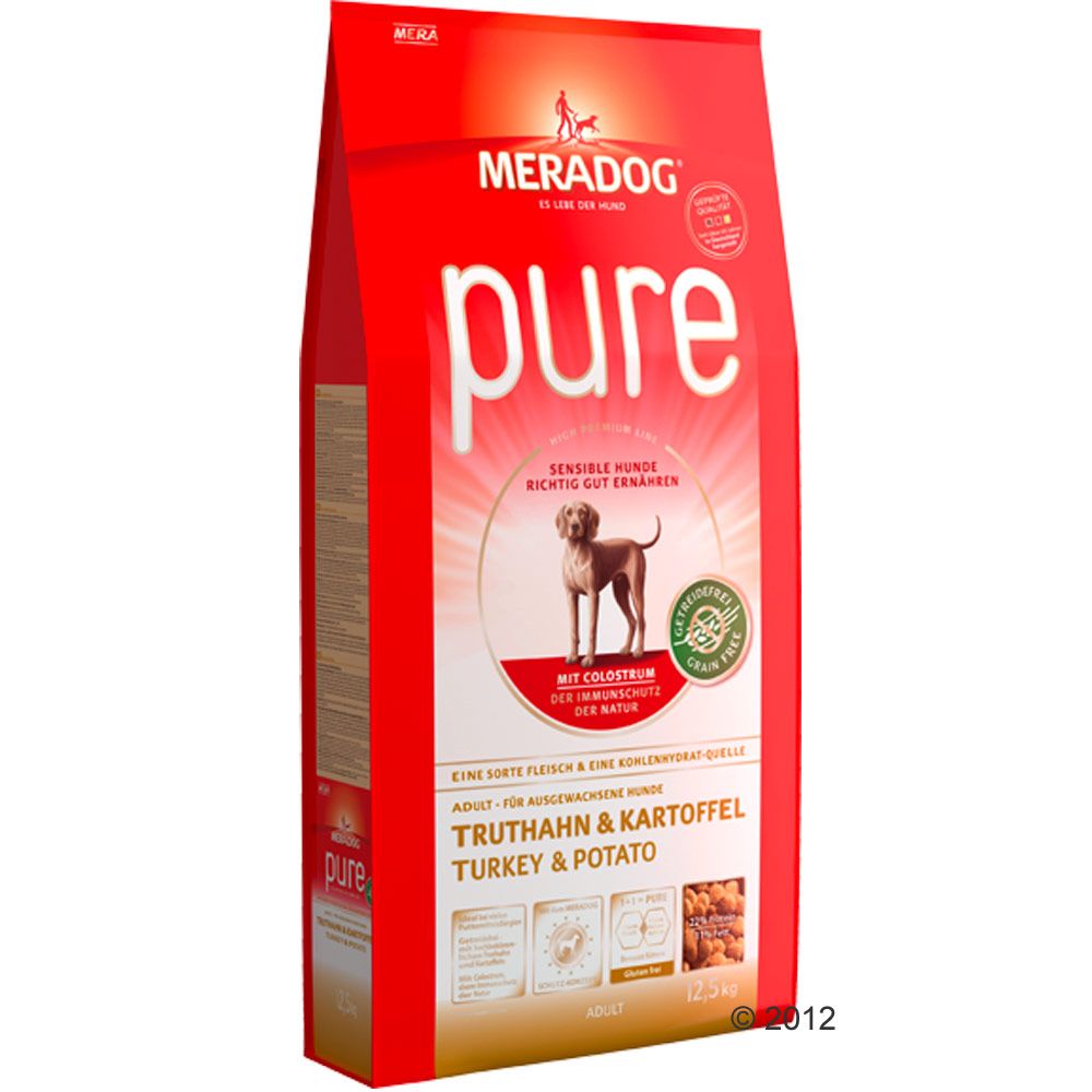 Image of Meradog Pure sin cereales con pavo para perros - 12,5 kg 04025877545504