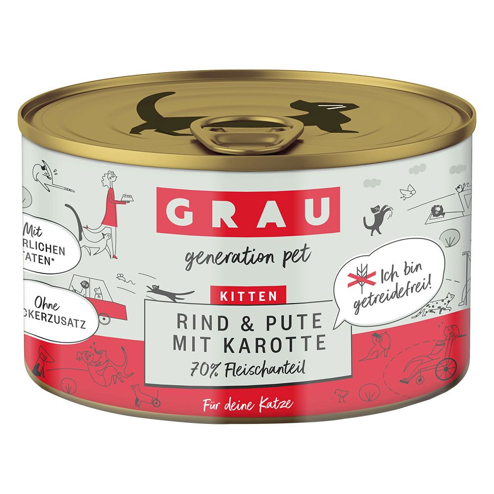 GRAU Kitten Getreidefrei 6 x 200 g.- Truthahn & Forelle
