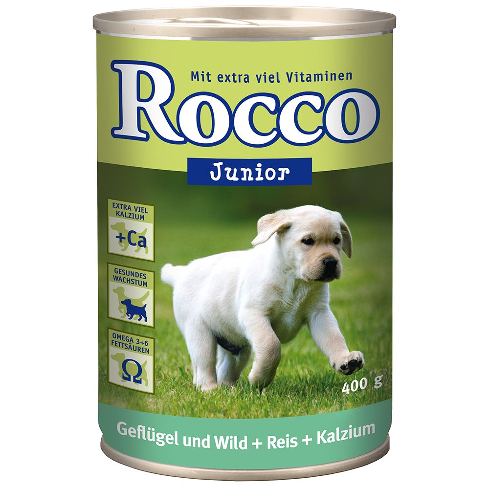 Rocco Pachet economic Junior 24 x 400 g - Pasăre cu vânat & orez