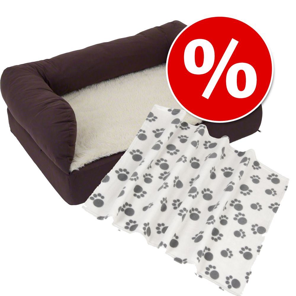 Sparpaket: Das Orthop�dische Hundebett eckig + Kuscheldecke Paws - Gr��e L + Kuscheldecke