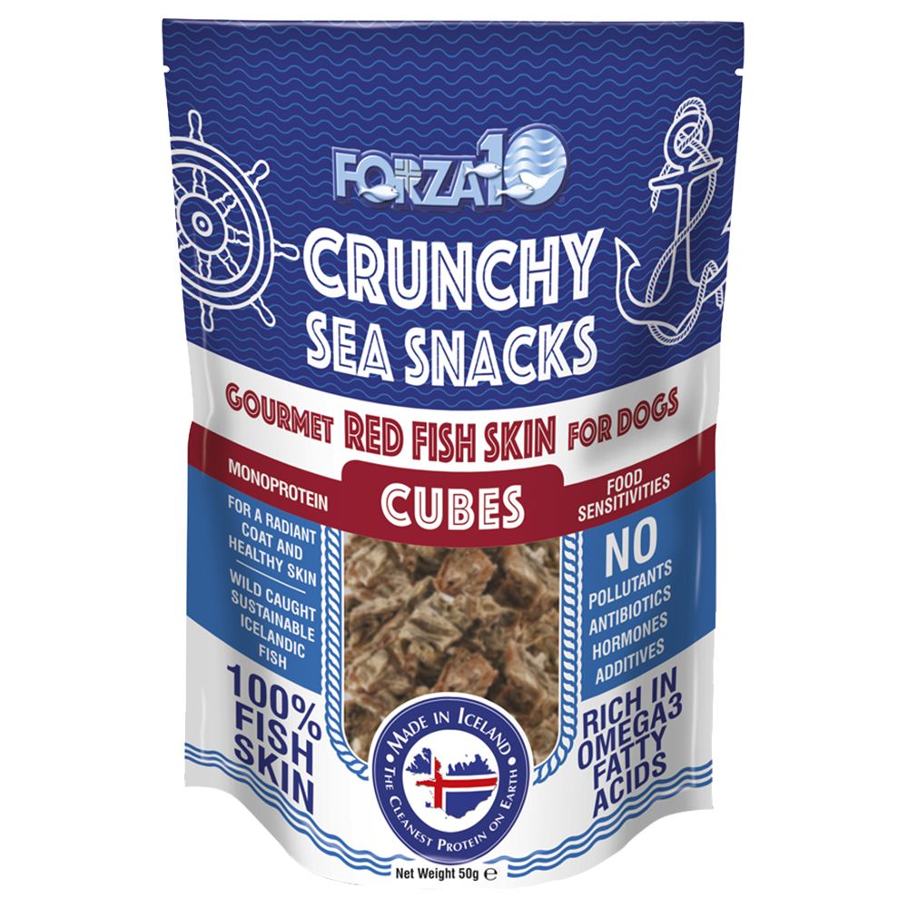 Image of Forza 10 Crunchy Sea Snacks - Bocaditos de piel de pescado -3 x 50 g - Pack ahorro 08020245709133