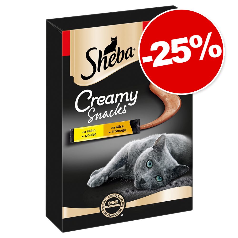 9x12g poulet & fromage Creamy Snacks Sheba pour chat : 25 % de remise !