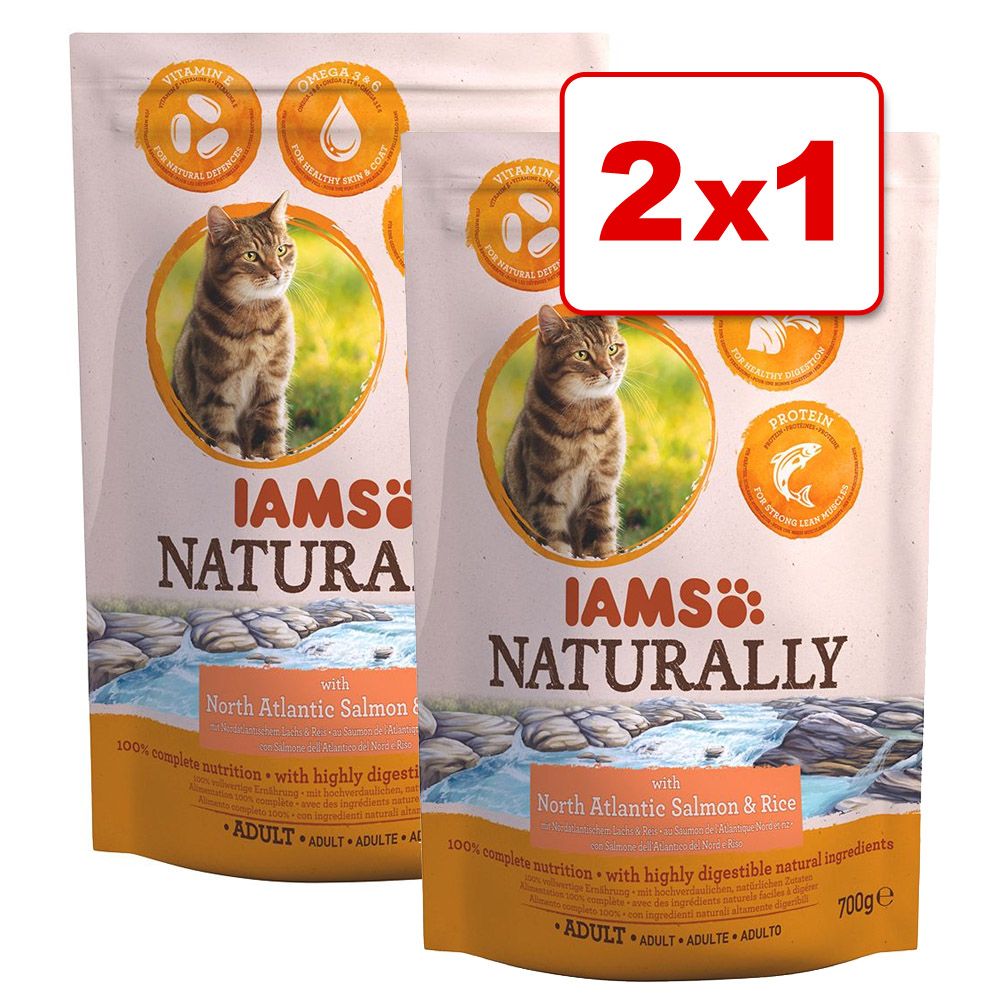 Image of IAMS Naturally Adult con salmón 2 x 700 g: 1 + 1 ¡gratis! - 2 x 700 g 08710255135083