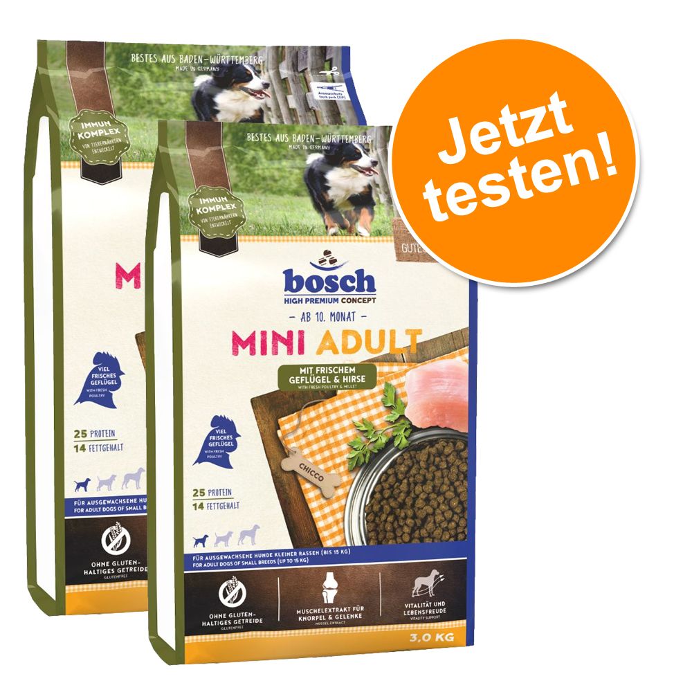 2 x 3 kg bosch Mini Adult Probierpaket - Gefl�gel & Hirse, Lamm & Reis