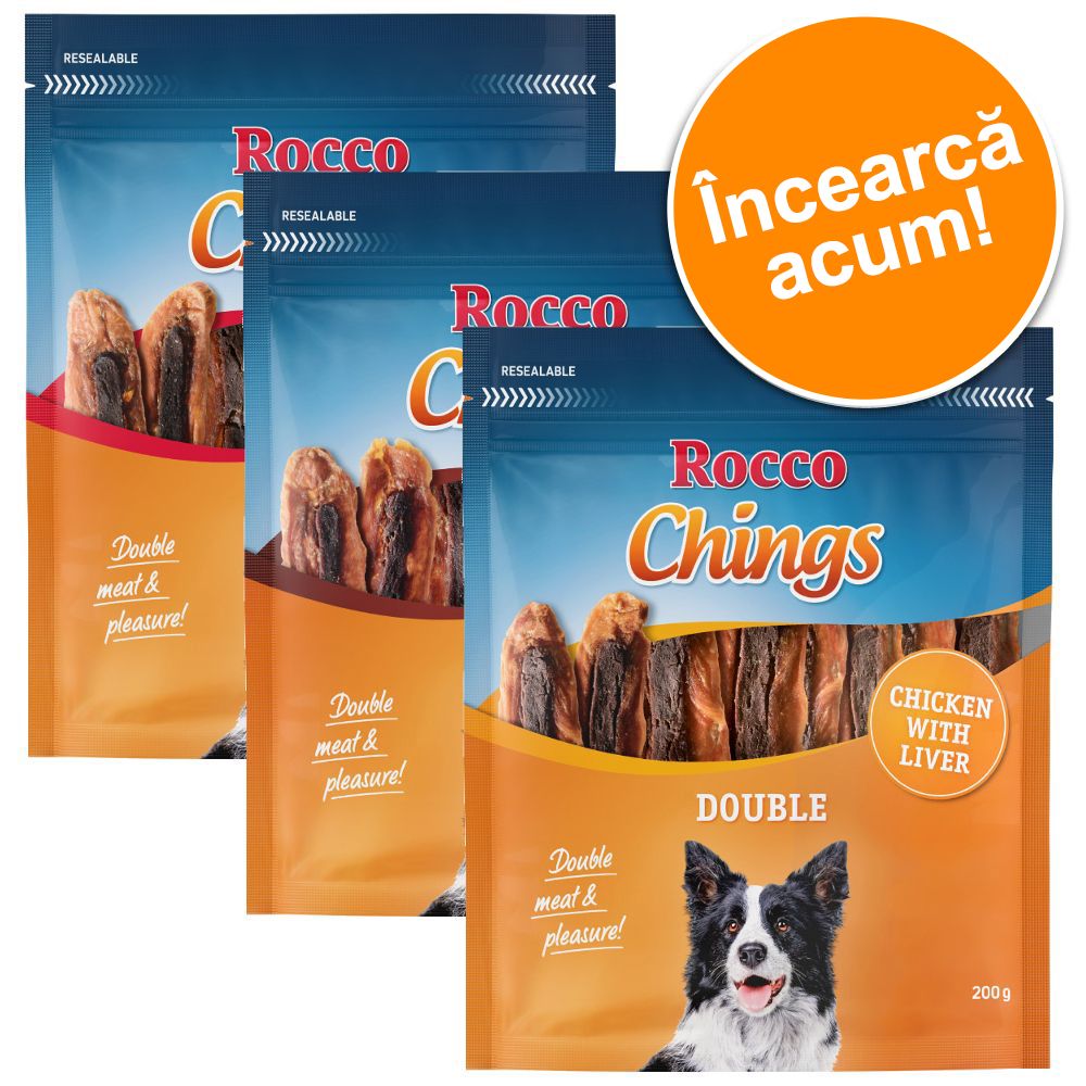 Rocco Pachet mixt de testare Chings Double - Pui & ficat, miel, vită 3 x 200 g