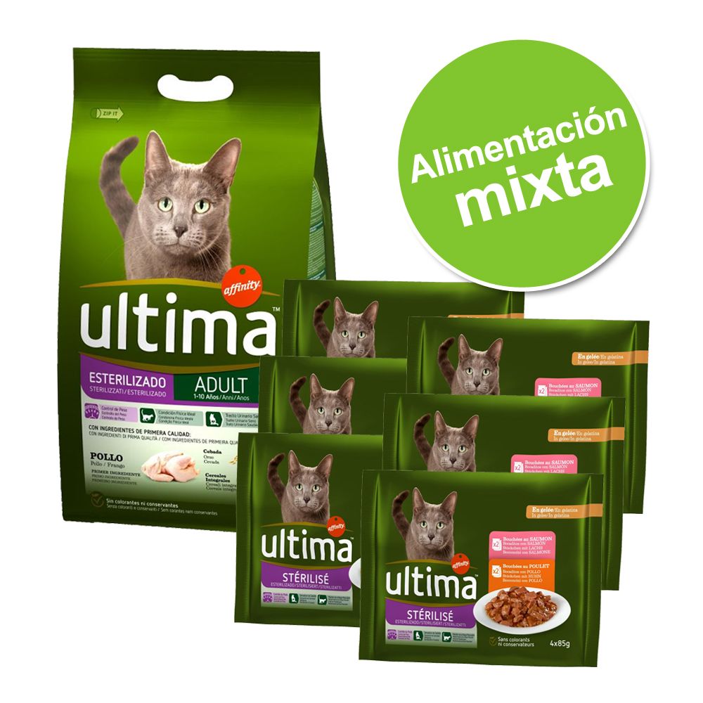 Image of Ultima Esterilizado Adult 7,5 kg pienso + 24 x 85 g bolsitas para gatos - Lote mixto - Esterilizado Adult con pollo 03700260219552