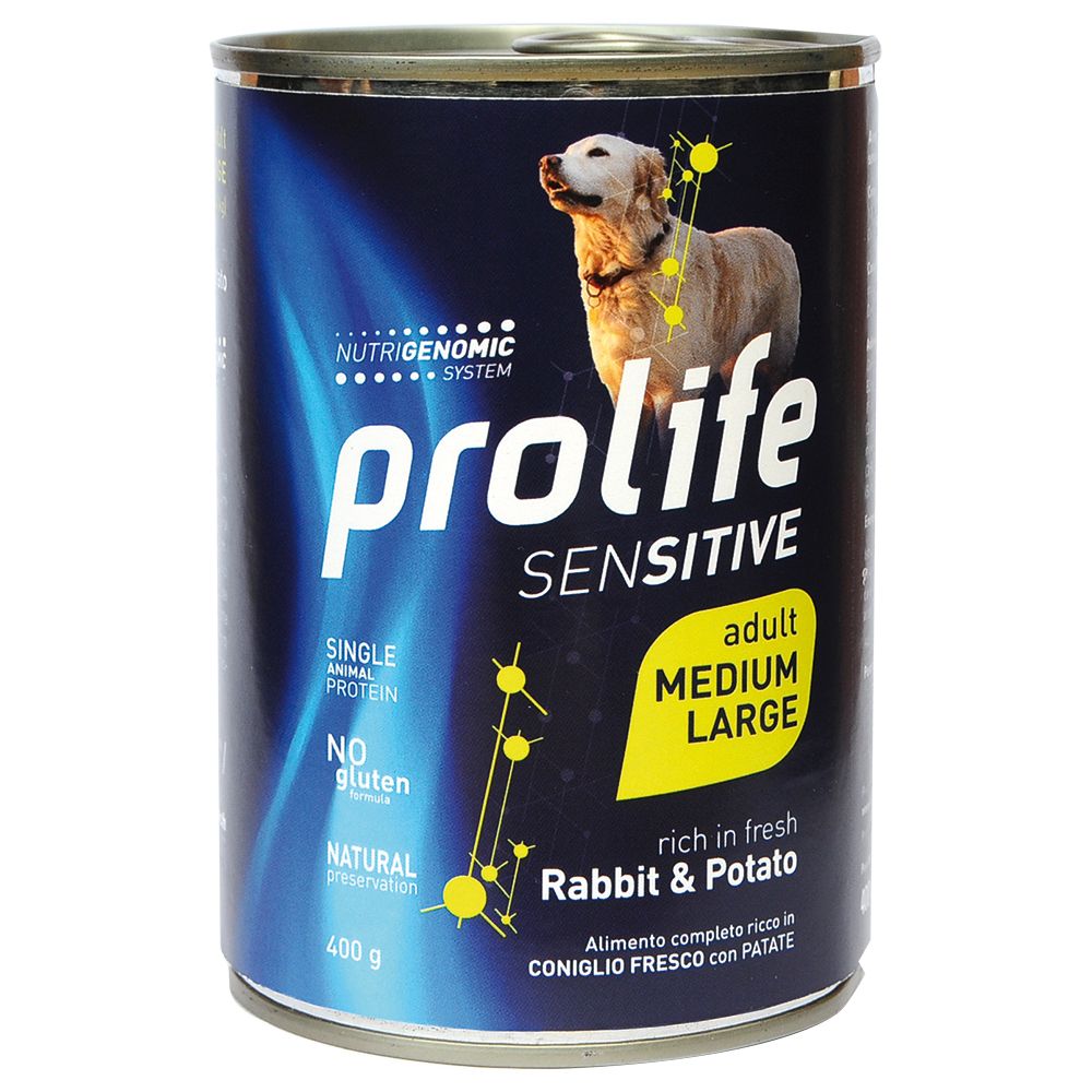 12x400g Prolife Dog Wet Sensitive Kaninchen Hundefutter nass