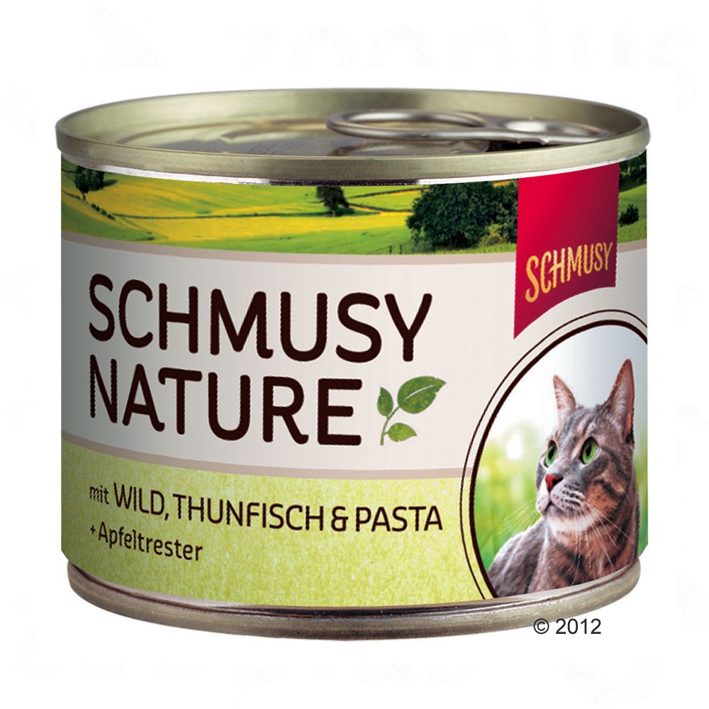 Image of Schmusy Nature en latas 6 x 190 g - Kitten: salmón, cordero, arroz y aceite de pescado 04000158700599