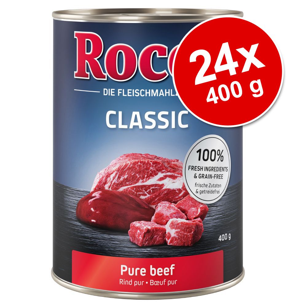 Ekonomipack: Rocco Classic 24 x 400 g hundfoder - Nöt & fågelhjärta Ekonomipack: Rocco Classic 24 x 400 g hundfoder - Nöt & fågelhjärta