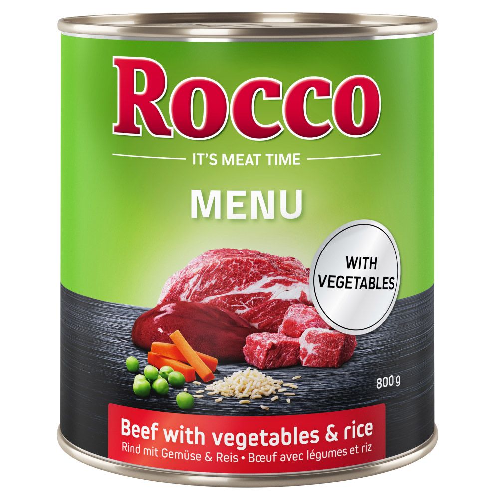 24 x 800g Rind mit Geflügel Rocco Menü Hundefutter nass