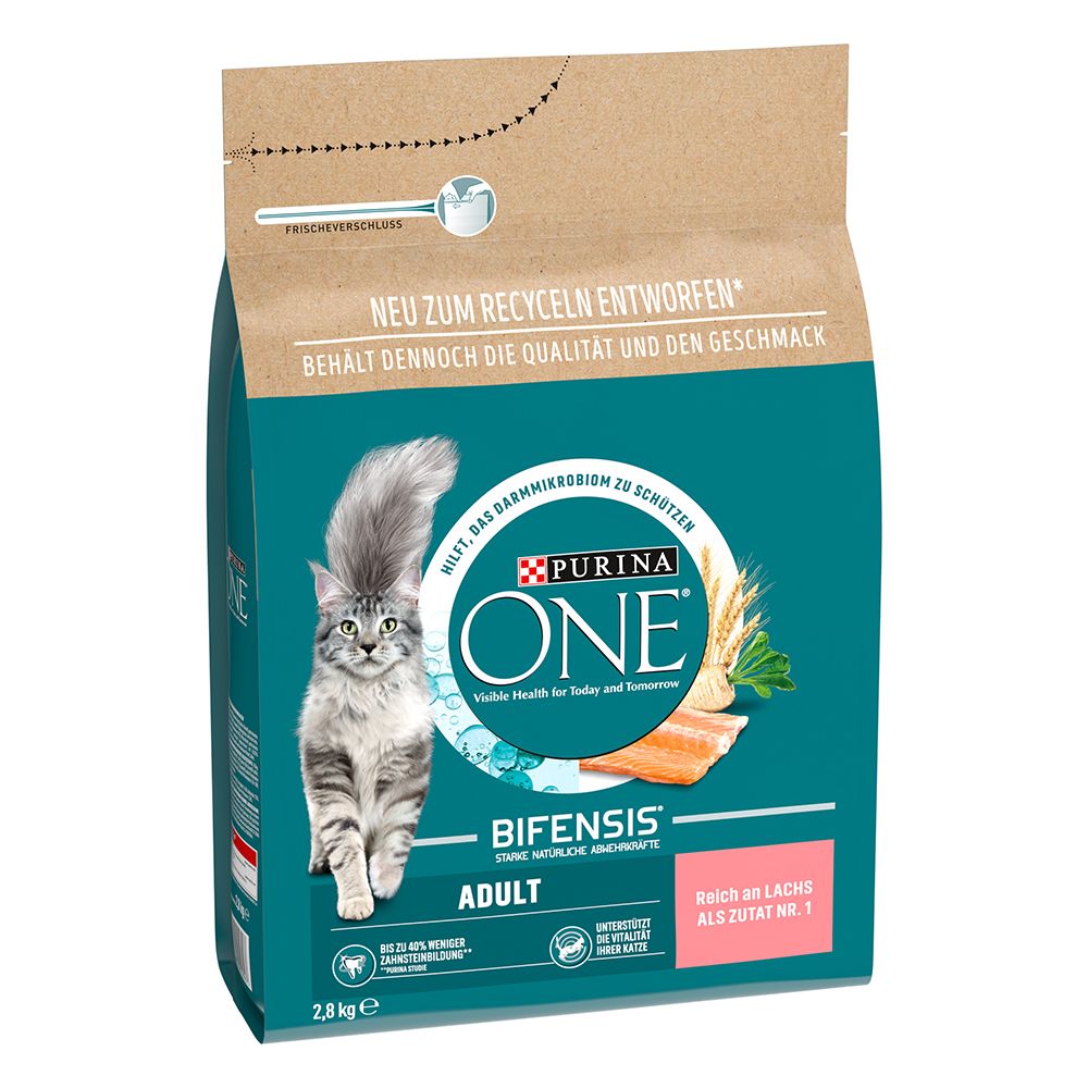 2x 9,75kg Adult mit Lachs & Vollkorngetreide PURINA ONE Trockenfutter für Katzen