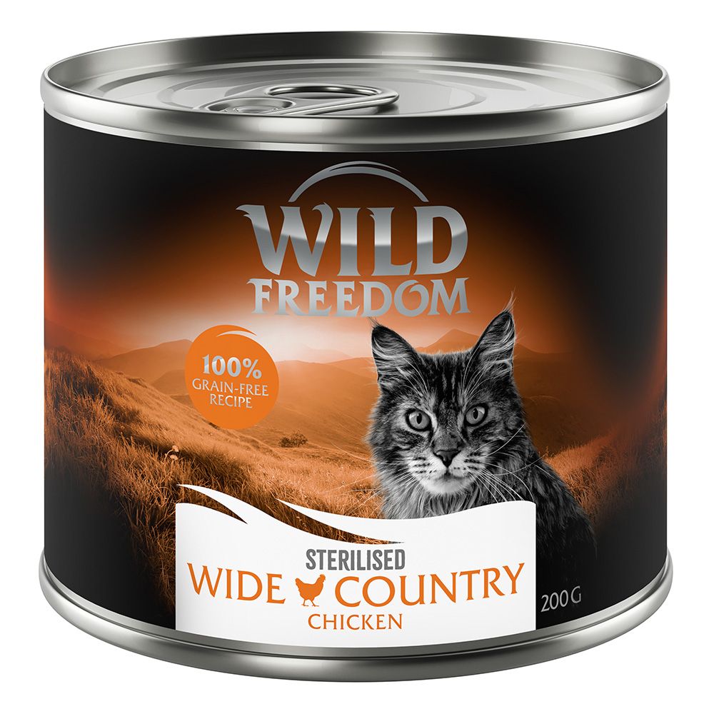 6x 200g Adult Sterilised Golden Valley Sterilised - Kaninchen & Huhn Wild Freedom getreidefreiees Katzenfutter nass