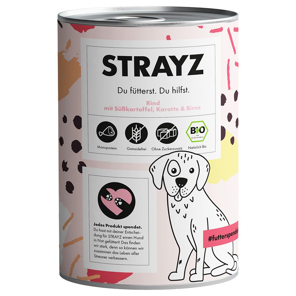 Sparpaket STRAYZ BIO 24 x 400 g.- Bio-Lachs mit Bio-Kartoffel, Bio-Spinat & Bio-Beeren