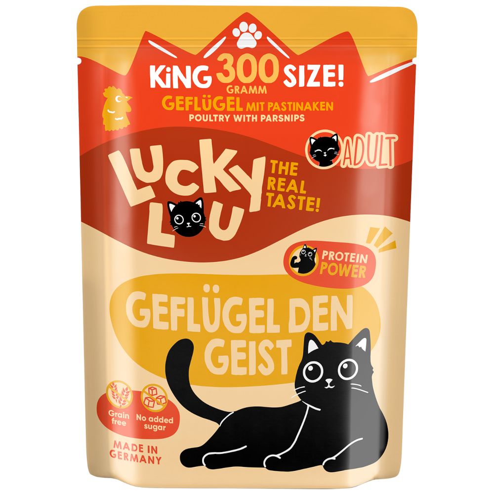 6x 300g Adult Geflügel & Ente Lucky Lou Katzenfutter nass
