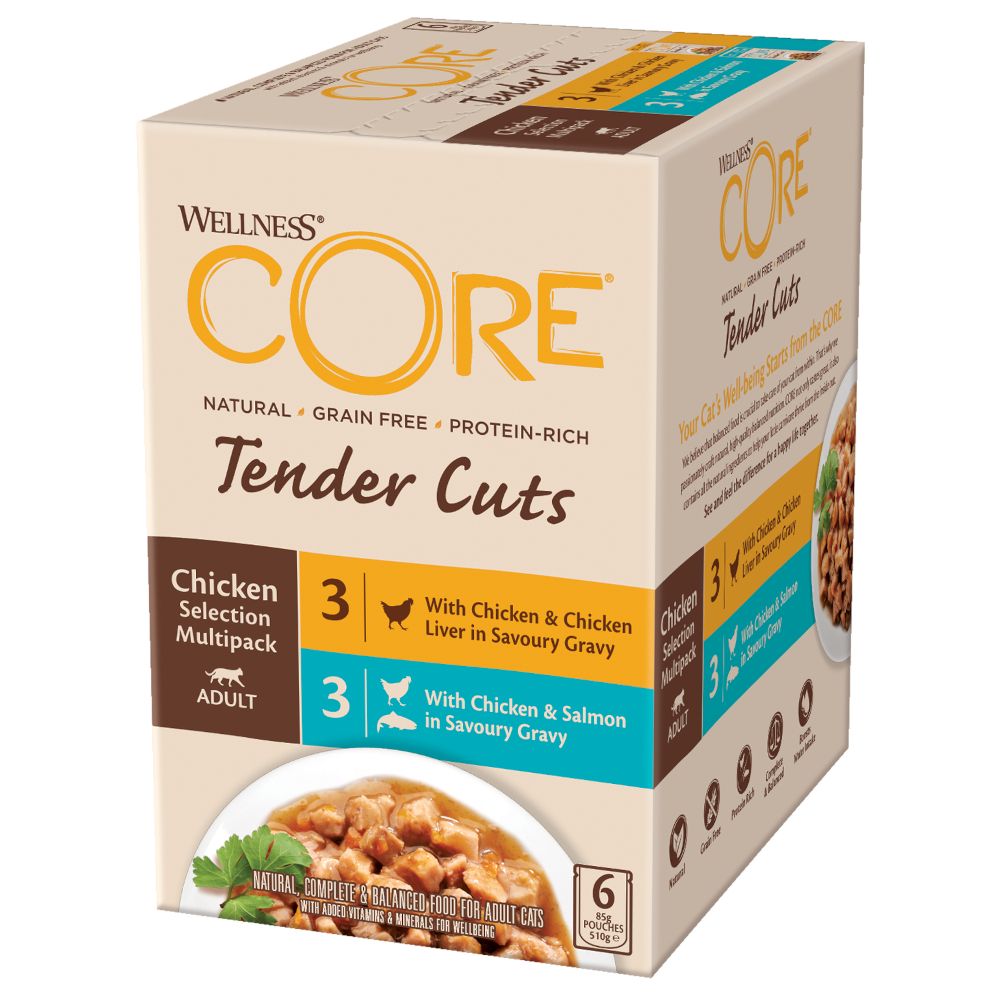 12x85g Wellness Core Tender Cuts Huhn Auswahl Katzenfutter nass