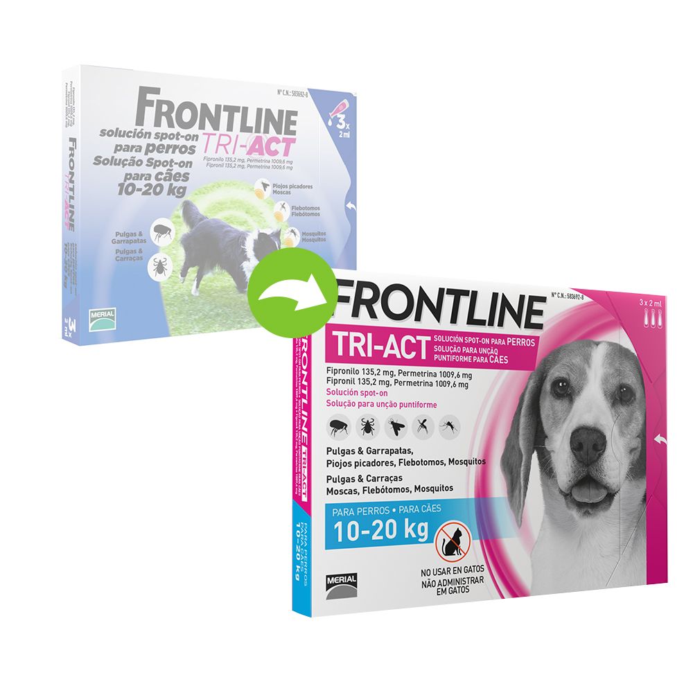 Image of Frontline® Tri-Act solución spot-on para perros 10-20 kg - 3 x 2 ml 03661103045748