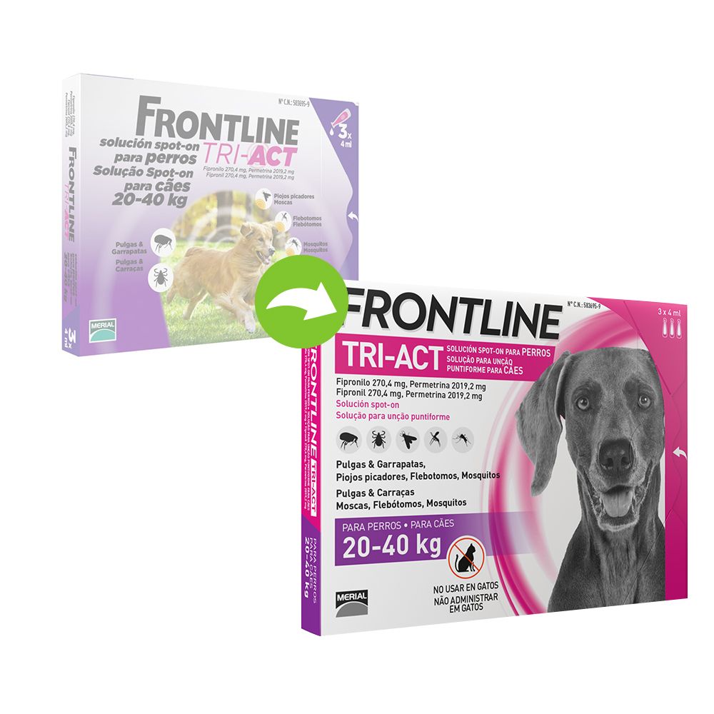 Image of Frontline® Tri-Act solución spot-on para perros 20-40 kg - 3 x 4 ml 03661103045755