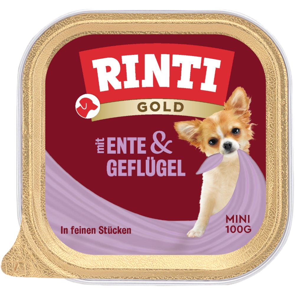 48 x 100g Gold Mini Hirsch & Rind RINTI Hundefutter nass