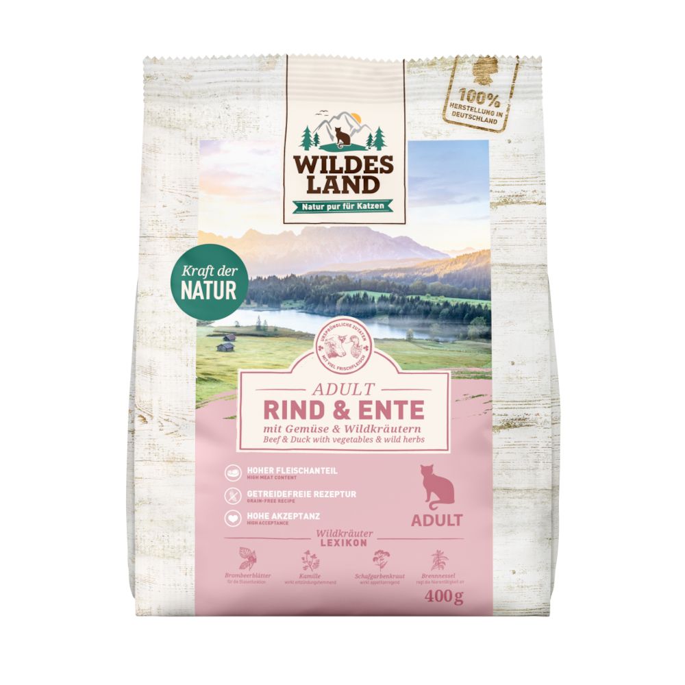 1,2kg Wildes Land Cat Rind, Ente & Gartengemüse Katzenfutter trocken