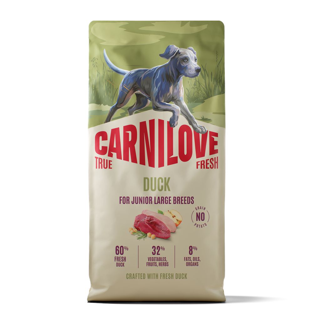 2x 12kg Carnilove True Fresh Junior Large Breeds mit Ente Hundefutter trocken
