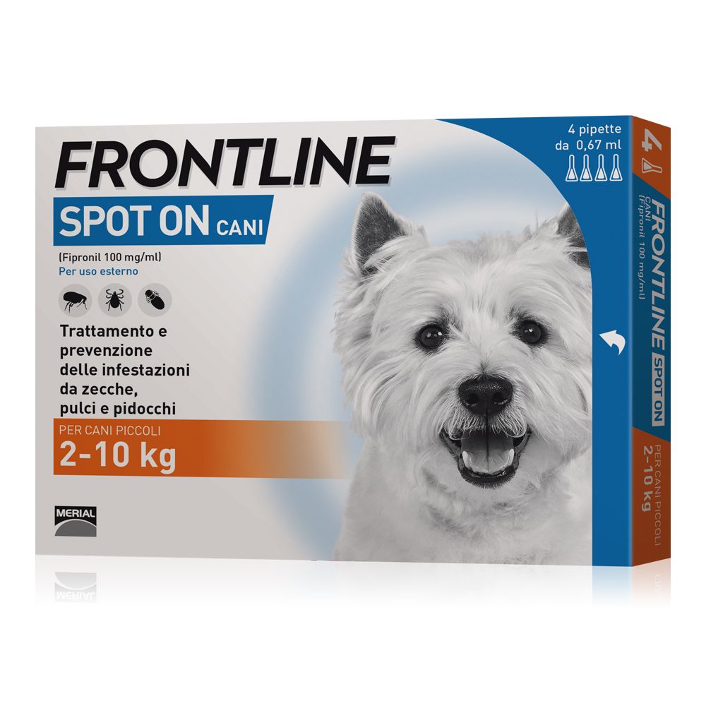 Frontline soluzione spot-on cani S (Cani da 2 a 10 kg) - Set %: 8 pipette (0,67 ml)