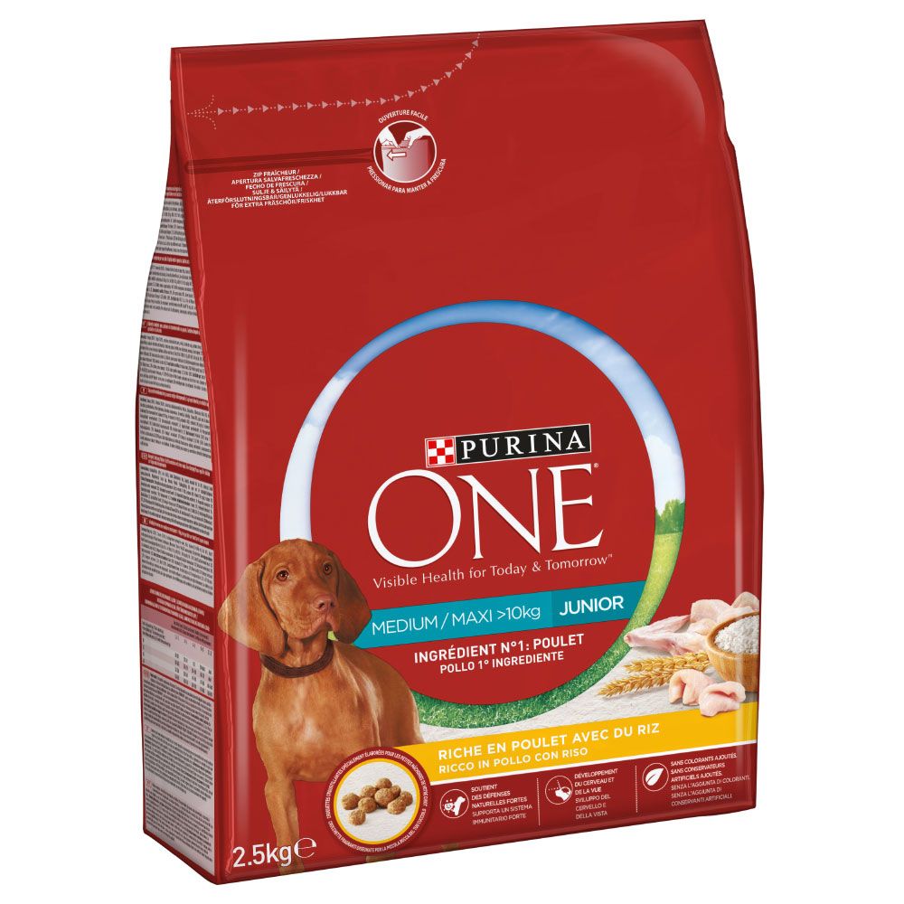 Purina ONE Medium/Maxi Hund Junior Huhn - 3 x 2,5 kg