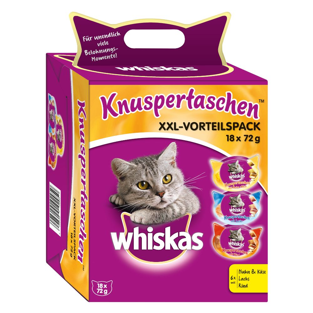 Whiskas Knuspertaschen XXL Mixcase - 18 x 72 g