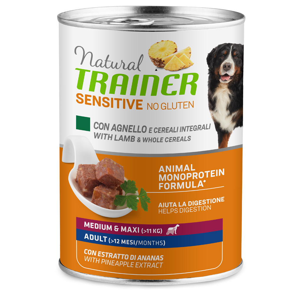 Natural Trainer Sensitive No Gluten Adult 6 x 400 g - con Trota & Cereali integrali