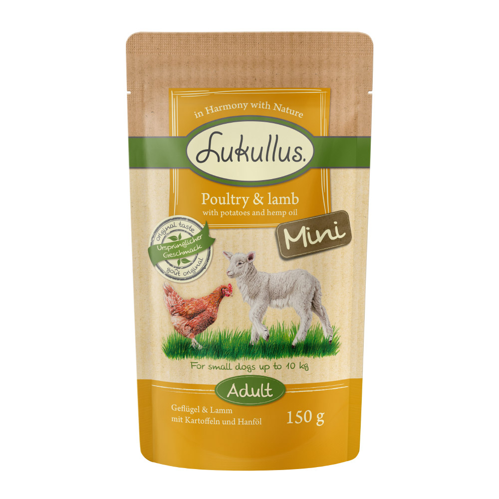 Image of Lukullus Naturkost Adult Mini Getreidefrei 6 x 150 g - Mix (3 Sorten)