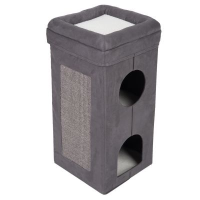 Tiragraffi a torre ripiegabile Soffice e Ruvido - grigio scuro / bianco