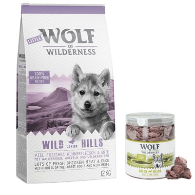 - Wolf of Wilderness Junior 12 kg Trockenfutter + gefriergetrocknete Premiumsnacks Wolf of Wilderness Junior 12 kg Trockenfutter + gefriergetrocknete Premiumsnacks