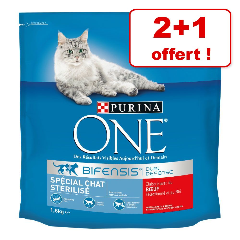 3x1,5kg Adulte saumon, céréales complètes PURINA ONE croquettes pour chat