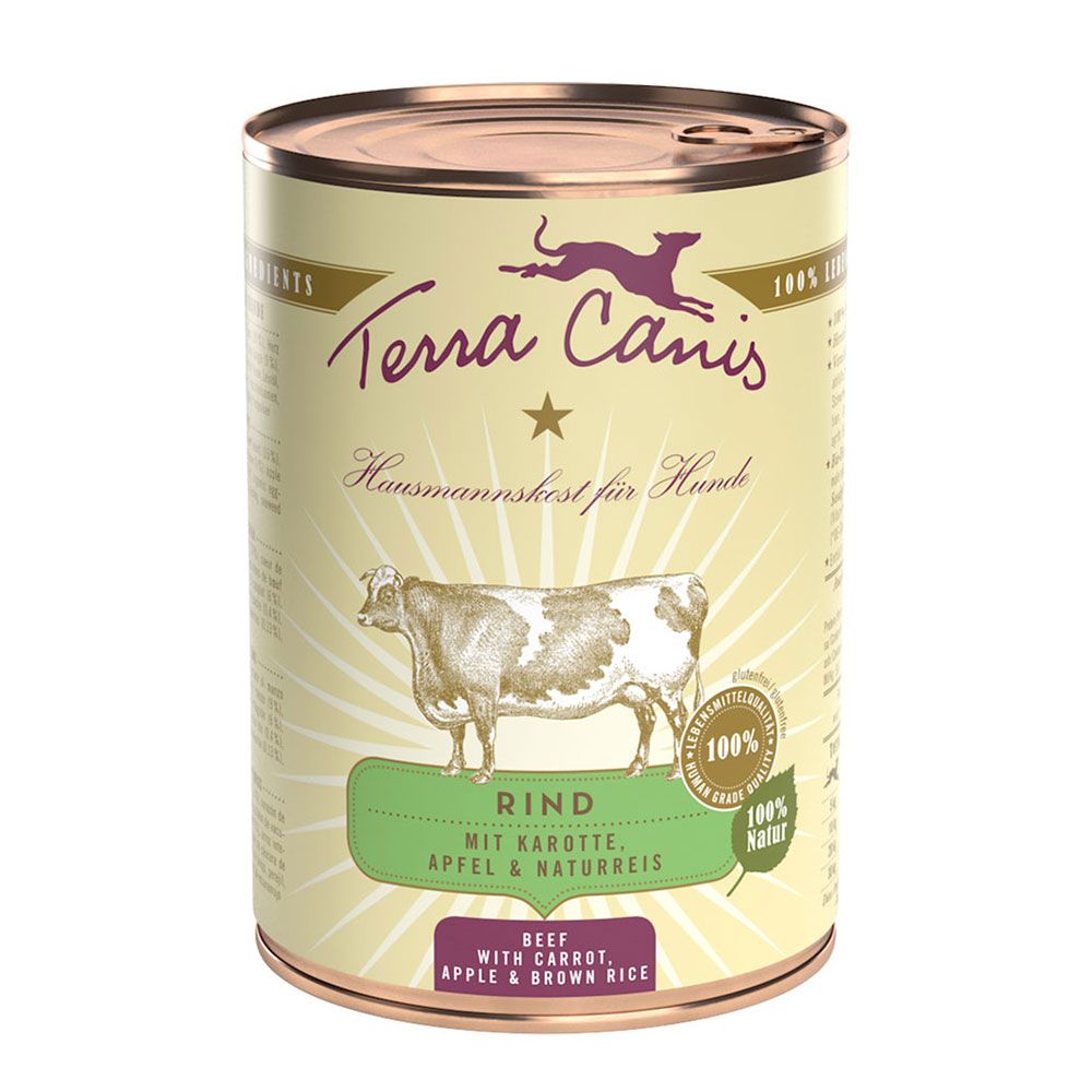 12x 400g Classic Rind mit Karotte, Apfel und Naturreis Terra Canis Hundefutter nass