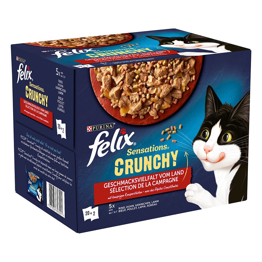 20 x 85g +80g Sensations Crunchy Fleisch Felix Katzenfutter nass