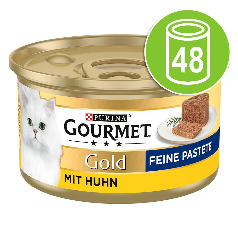 48x85g Gold Pate Fin Gourmet Hrană umedă pisici - Cod & morcovi