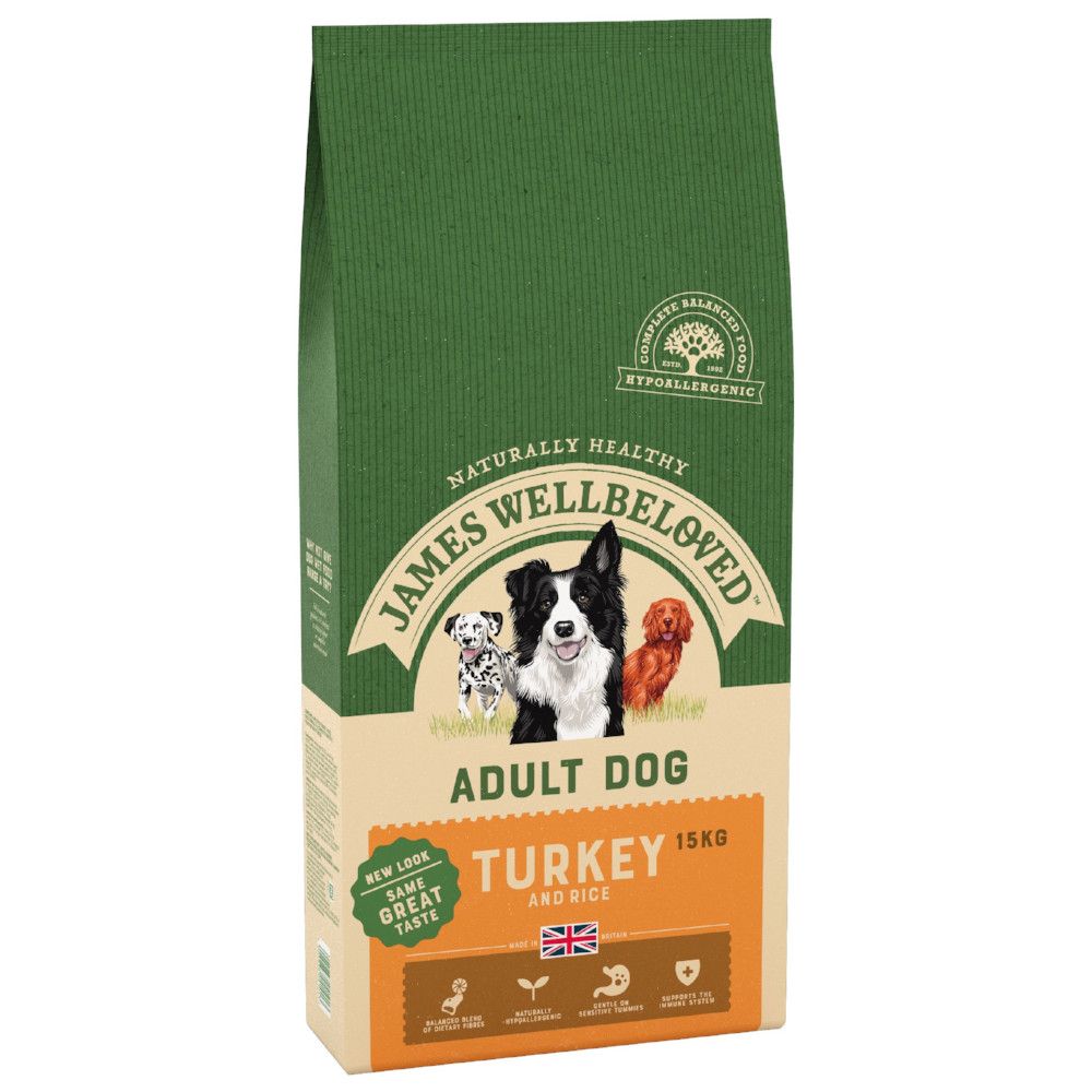 James Wellbeloved Turkey & Rice Adult Dog Food 15kg x 2