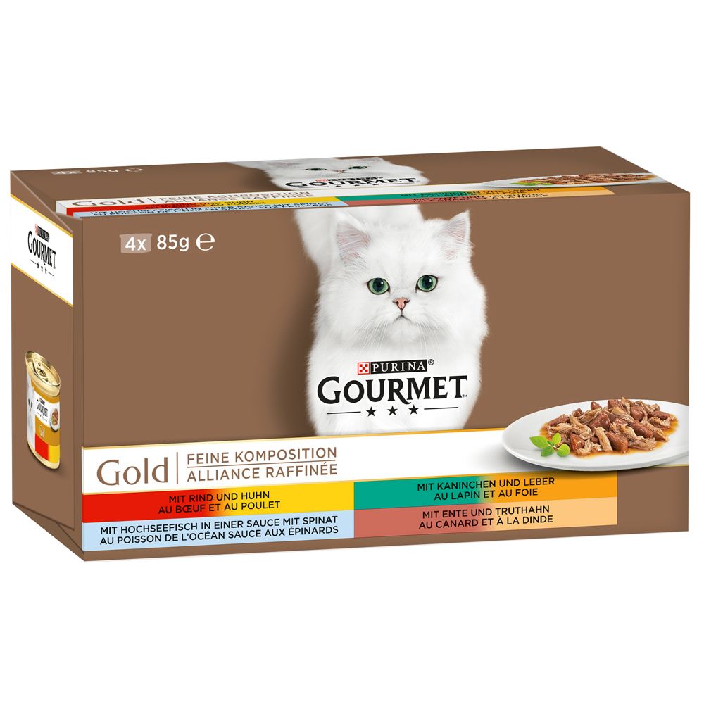 Gourmet Pachet de testare Gold 4 x 85 g - Mixt Bucățele în sos