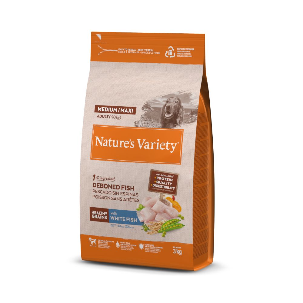 Nature's Variety Healthy Grains Medium/Maxi Adult Weißfisch.- 2 x 12 kg