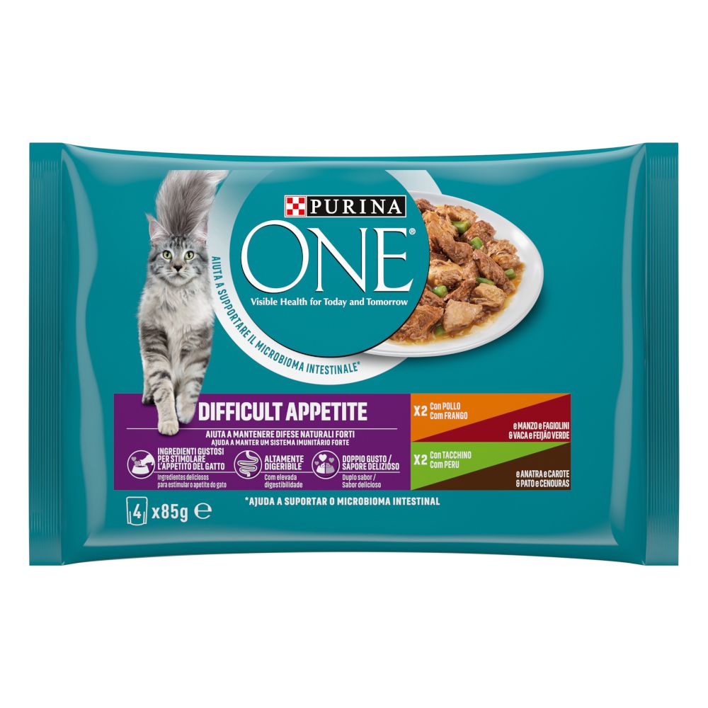 8x85g PURINA ONE Difficult Appetite Huhn & Truthahn Katzenfutter nass