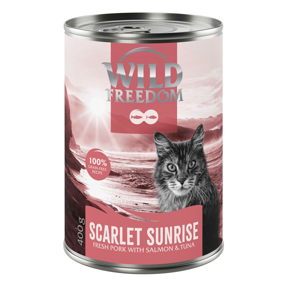 6x400g Wild Freedom Red Meat Scarlet Sunrise Schwein, Lachs & Thunfisch Nassfutter für Katzen