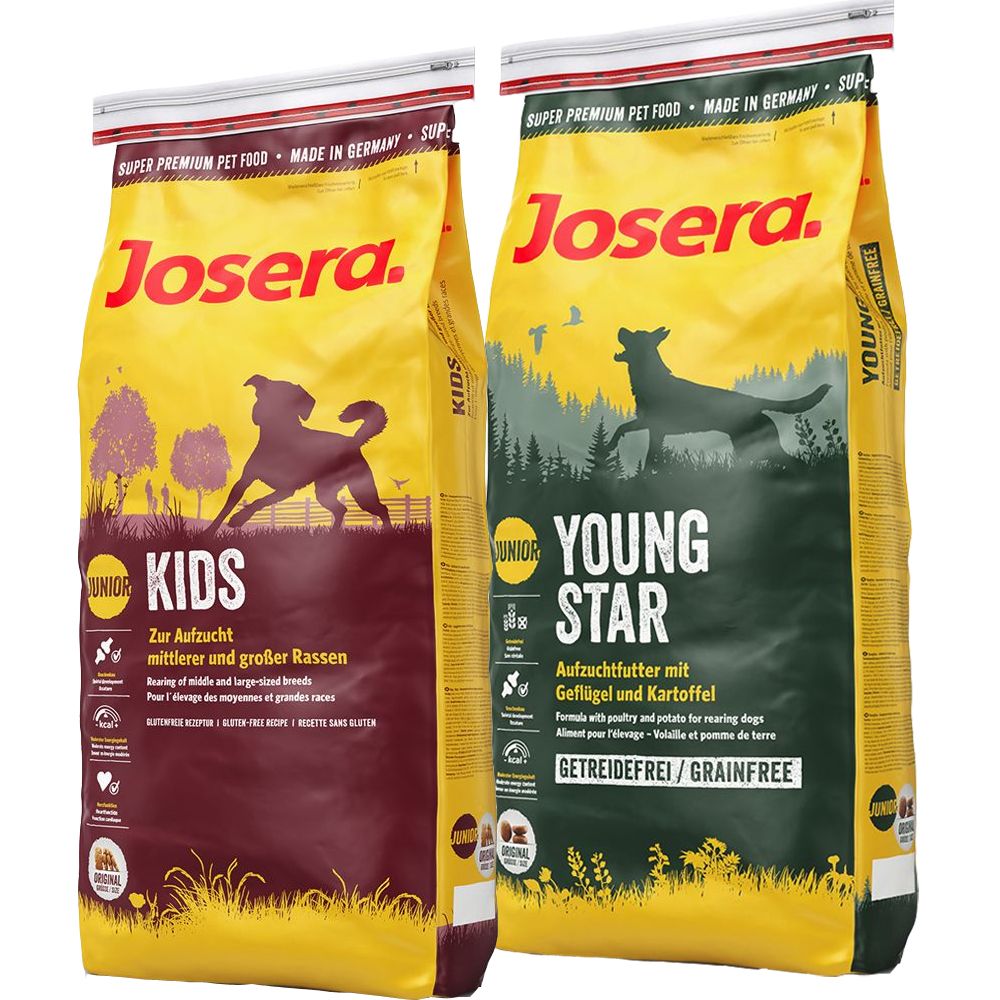 2x15kg FamilyPlus + Kids Josera Junior Mix hrană uscată câini