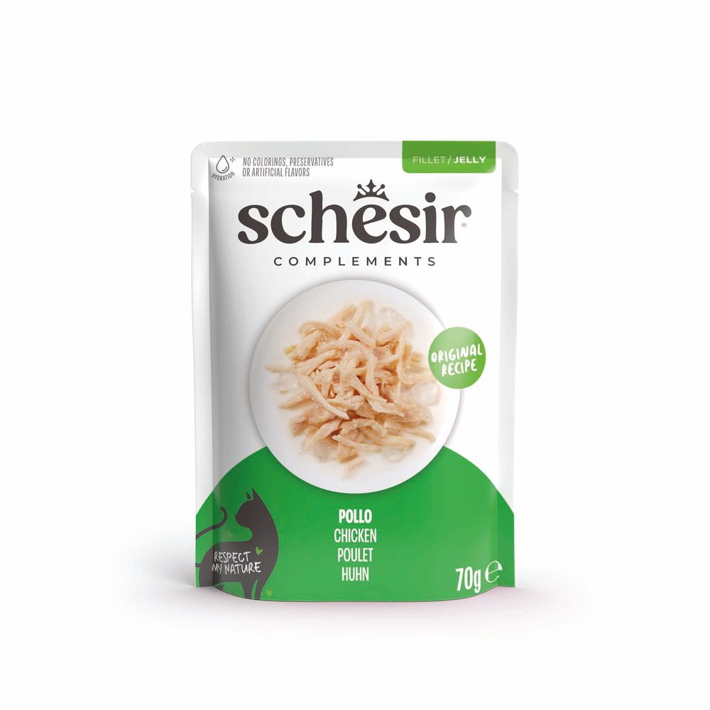 6x70g Complements in Gelee Thunfisch mit Seehecht Schesir Nassfutter für Katzen