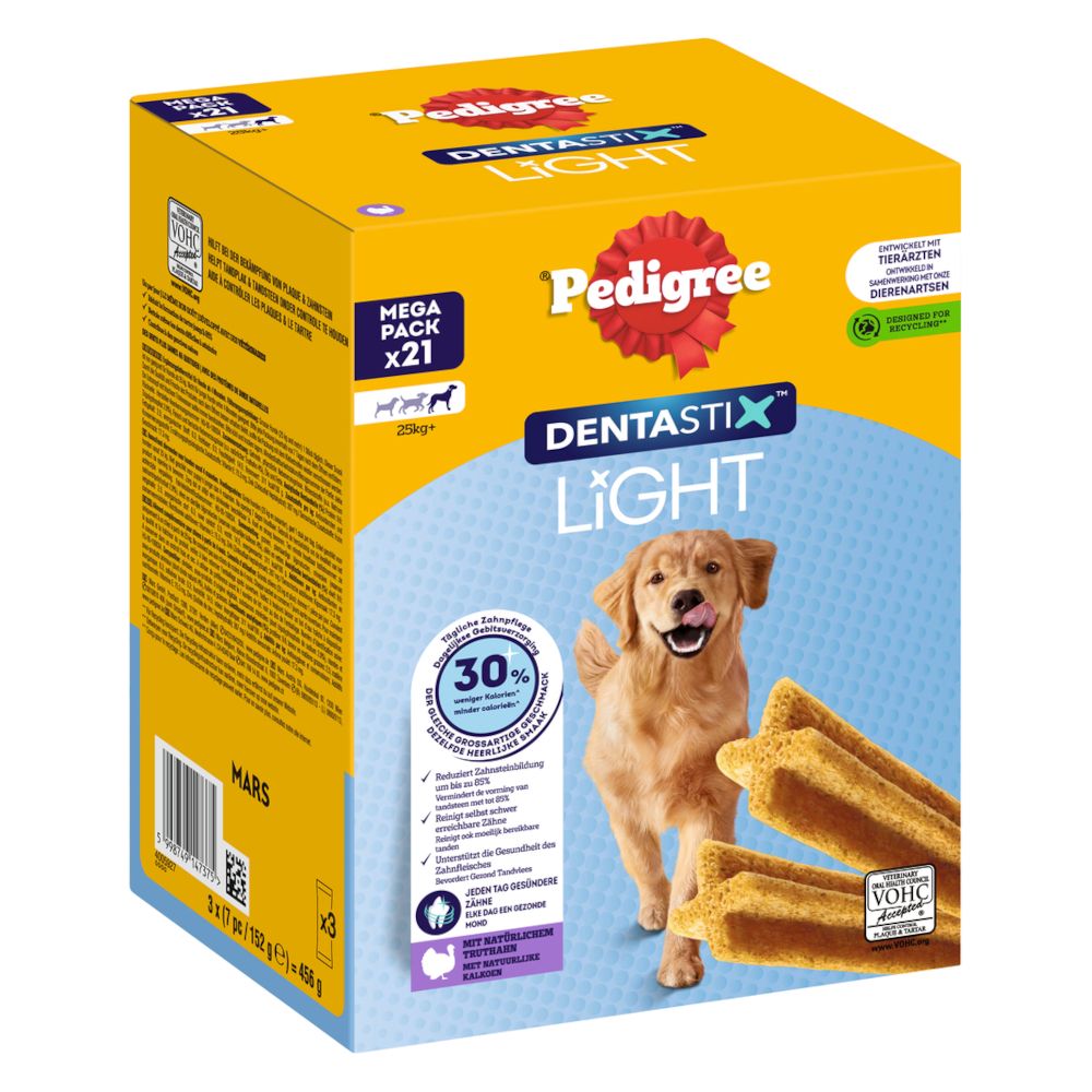 21 Stück Dentastix Light: Zahnpflege Snack für große Hunde (>25 kg) Pedigree Hundesnacks