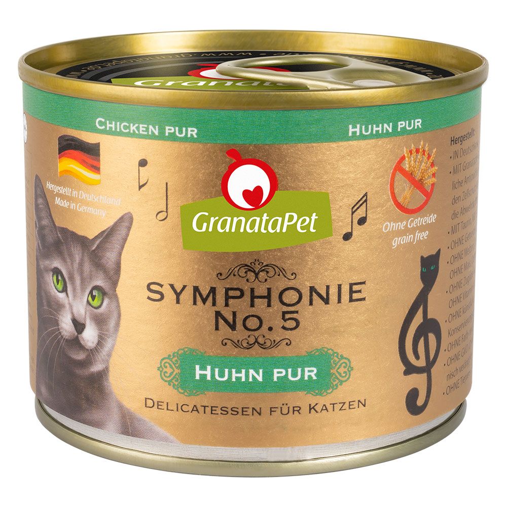 6 x 200g Symphonie Huhn pur Granatapet getreidefreies Katzenfutter nass