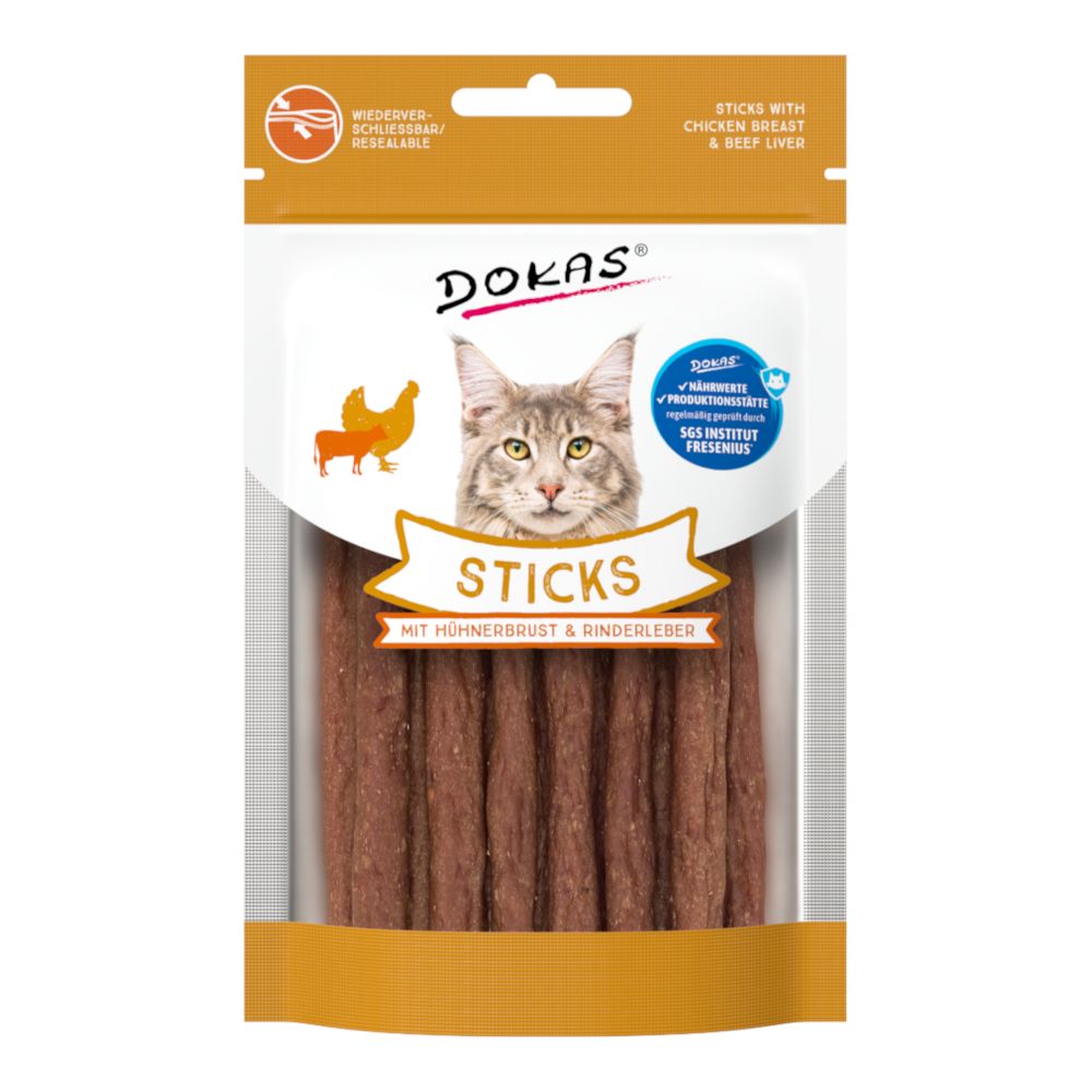 30g Dokas Sticks mit Hühnerbrust & Rinderleber Katzensnacks