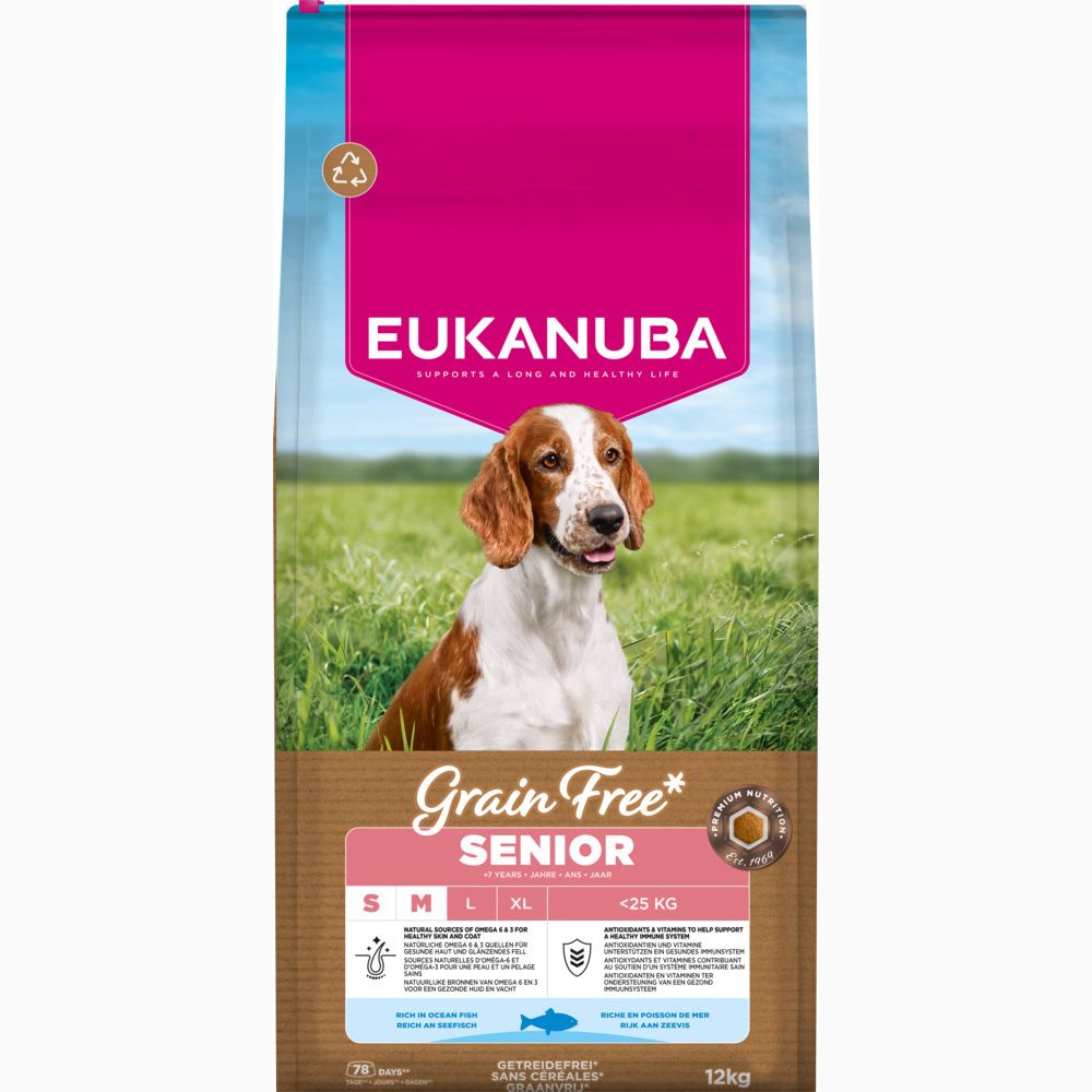 Eukanuba Grain Free Senior Small & Medium mit Seefisch.- 3 kg