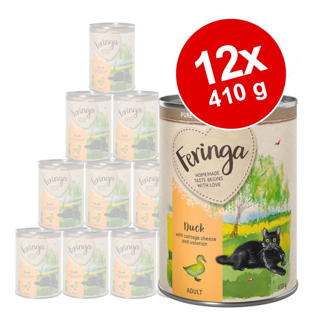 Ekonomipack: 12 x 410 g Feringa Pure Meat Menue – Anka med keso & valerian