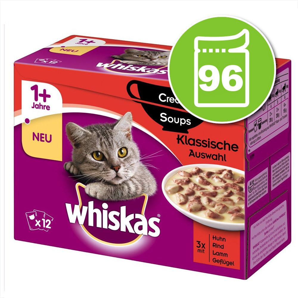 96x85g Whiskas Creamy Soup Sélection de volailles (poulet, canard, volaille, dinde)