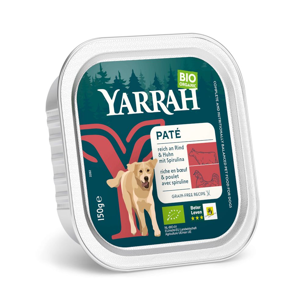 12x 150g Bio-Huhn mit Bio-Lachs & Bio-Meeresalgen Yarrah Hundefutter nass