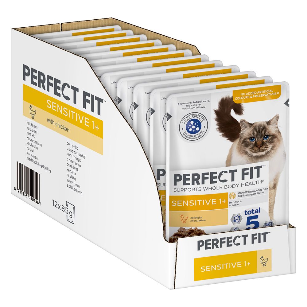 12 x 85g Fit Sensitive 1+ Huhn Perfect Fit Katzenfutter nass